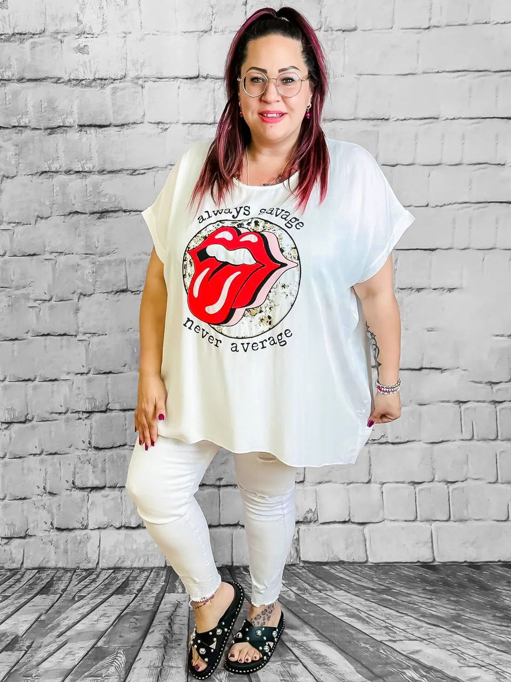 Cutout - Jeans White | Stretchig & Stylisch – in großen Größen von CurvyRausch. Stylische Plus Size Fashion für kurvige Frauen.