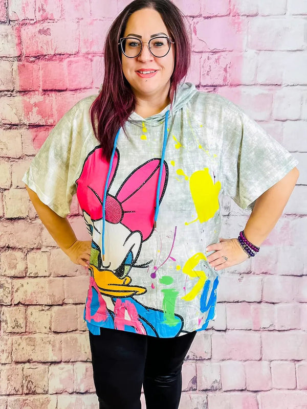 Hoodie - Oberteil – Lässiger Style mit Glitzer & Batik – in großen Größen von CurvyRausch. Stylische Plus Size Fashion für kurvige Frauen.