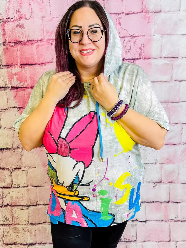 Hoodie - Oberteil – Lässiger Style mit Glitzer & Batik – in großen Größen von CurvyRausch. Stylische Plus Size Fashion für kurvige Frauen.