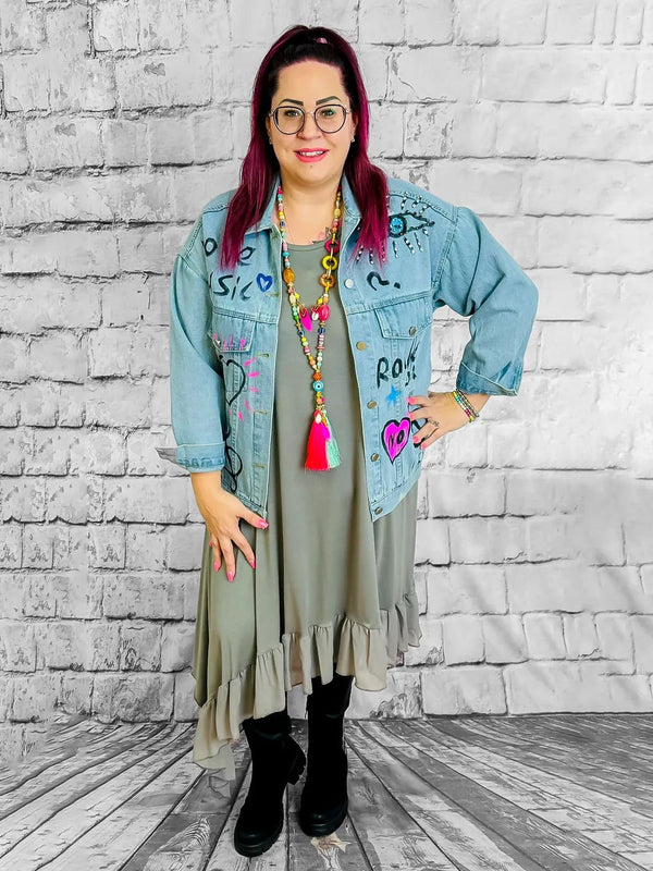 Jeansjacke Eye - Design | Boutique Ware – in großen Größen von CurvyRausch. Stylische Plus Size Fashion für kurvige Frauen.