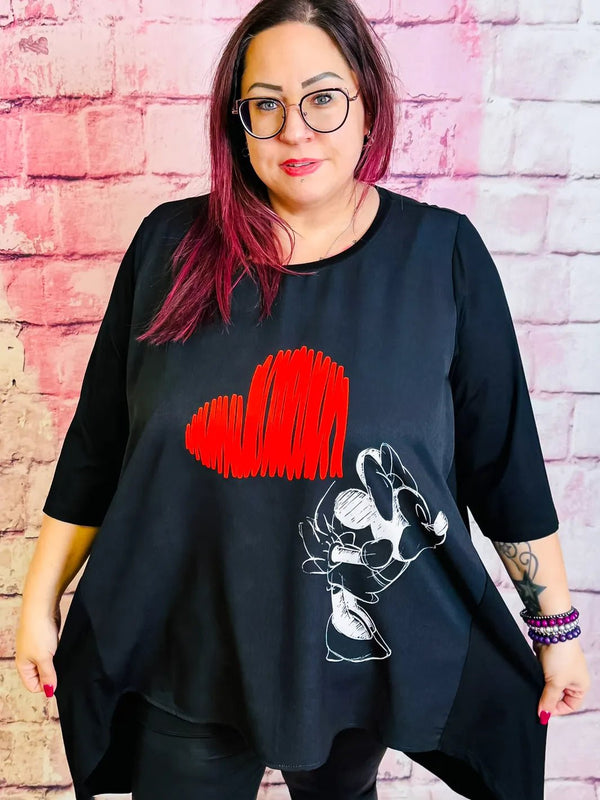 Vokuhila - Shirt im Materialmix – in großen Größen von CurvyRausch. Stylische Plus Size Fashion für kurvige Frauen.