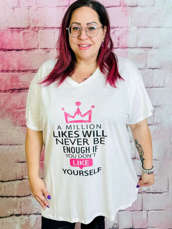 Statement - Shirt "A Million Likes ..." by CurvyRausch – in großen Größen von CurvyRausch. Stylische Plus Size Fashion für kurvige Frauen.