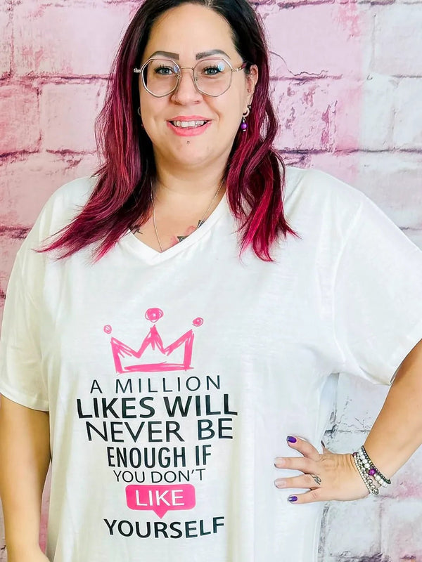 Statement - Shirt "A Million Likes ..." by CurvyRausch – in großen Größen von CurvyRausch. Stylische Plus Size Fashion für kurvige Frauen.
