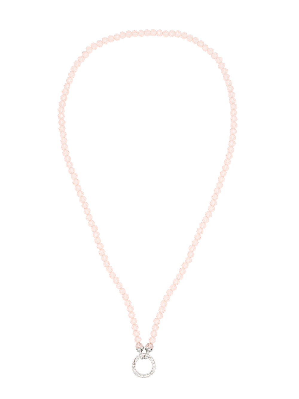 Variokette in Rosa – lange Kette aus facettierten zartrosa Perlen mit silberfarbenem Strassring zum Öffnen für Varioanhänger, von CurvyRausch