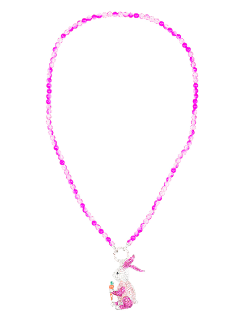 Varioketten Set mit Hasen-Anhänger aus Strass in Pink – lange Perlenkette ca. 80 cm mit funkelndem Hasen und Karotte, Modeschmuck von CurvyRausch