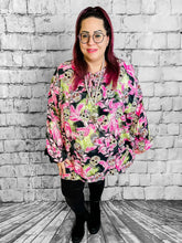 Blusenoberteil mit Skull - & Blumenprint - CurvyRausch - Neuheit - Plus Size Damenmode