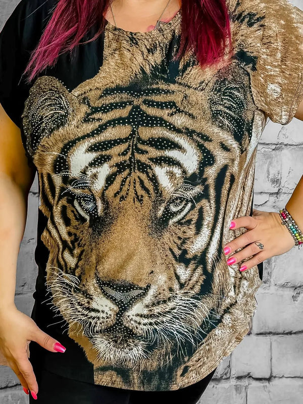 Blusenshirt mit Tiger - Motiv - CurvyRausch - Neuheit - Plus Size Damenmode