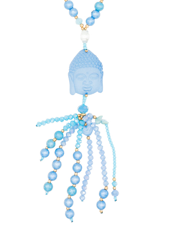 Boho Kette Buddakopf mit Perlenquaste – zweite Ansicht