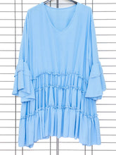 Boho Tunika mit Rüschen & V - Ausschnitt – in großen Größen von CurvyRausch. Stylische Plus Size Fashion für kurvige Frauen.