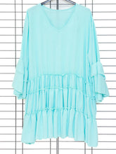 Boho Tunika mit Rüschen & V - Ausschnitt – in großen Größen von CurvyRausch. Stylische Plus Size Fashion für kurvige Frauen.