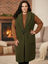 Cozy Longweste Trixi – Trendige Teddy - Weste – in großen Größen von CurvyRausch. Stylische Plus Size Fashion für kurvige Frauen.