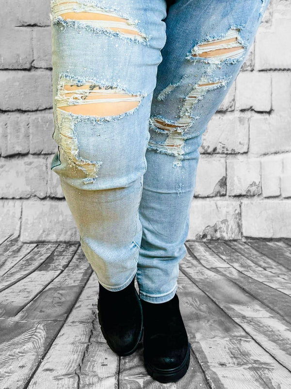 Cutout - Jeans mit Strass | Monday Premium Denim - CurvyRausch - Neuheit - Plus Size Damenmode