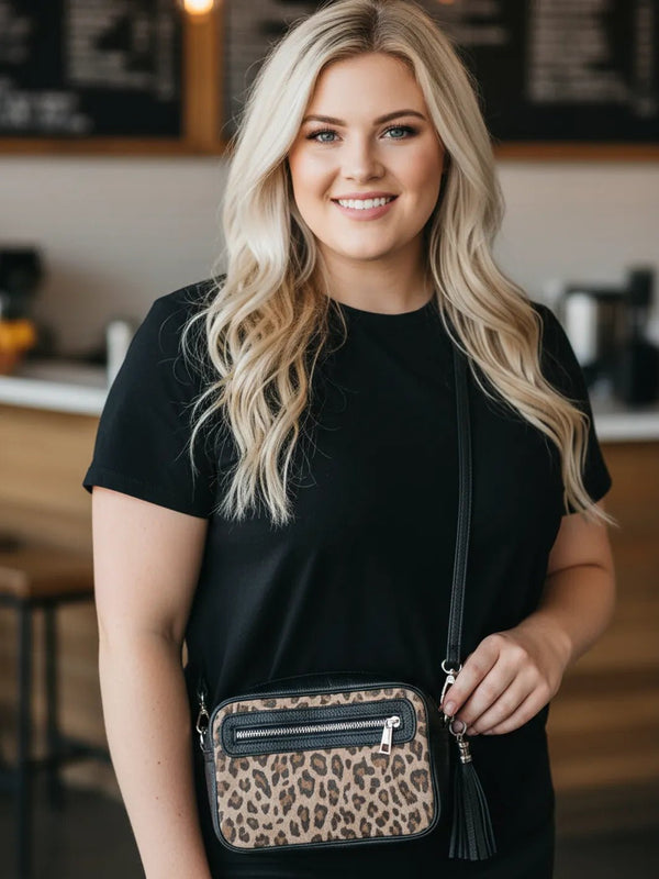 Echtleder Leo-Tasche – stylisch & edel mit Quaste – zweite Ansicht