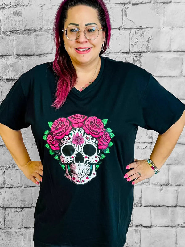 Eindrucksvolles Sugar Skull Shirt by CurvyRausch - CurvyRausch - Neuheit - Plus Size Damenmode