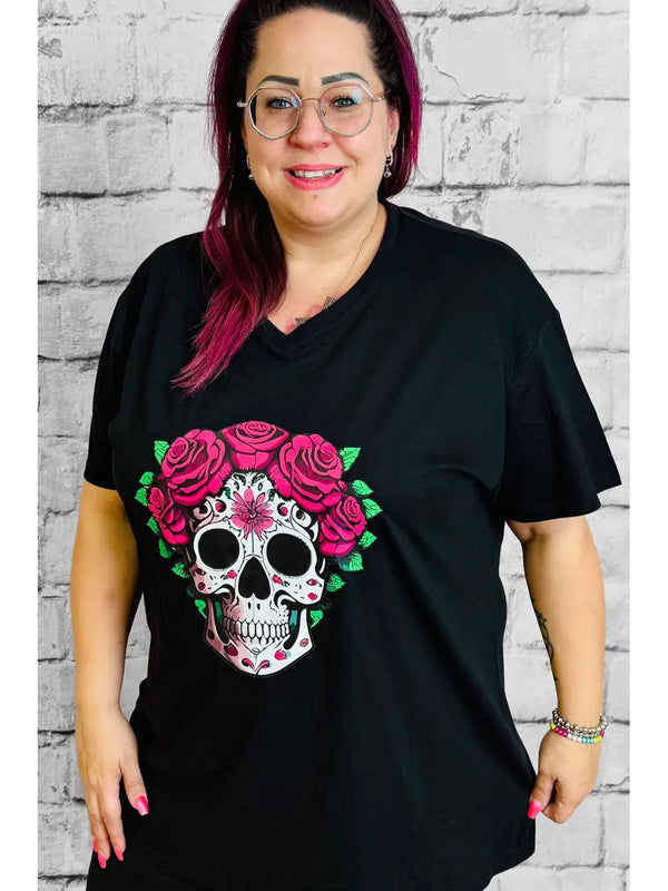 Eindrucksvolles Sugar Skull Shirt by CurvyRausch - CurvyRausch - Neuheit - Plus Size Damenmode