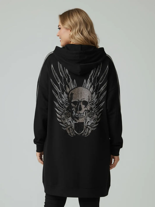 Lange Sweatjacke Skull Engelsflügel
