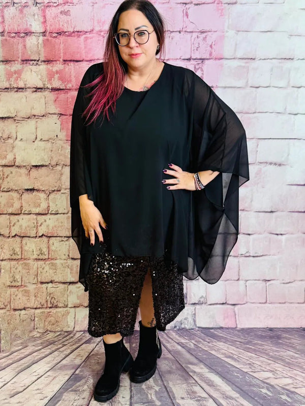 Glitzerrock - Pailletten - Look mit Schlitz – in großen Größen von CurvyRausch. Stylische Plus Size Fashion für kurvige Frauen.