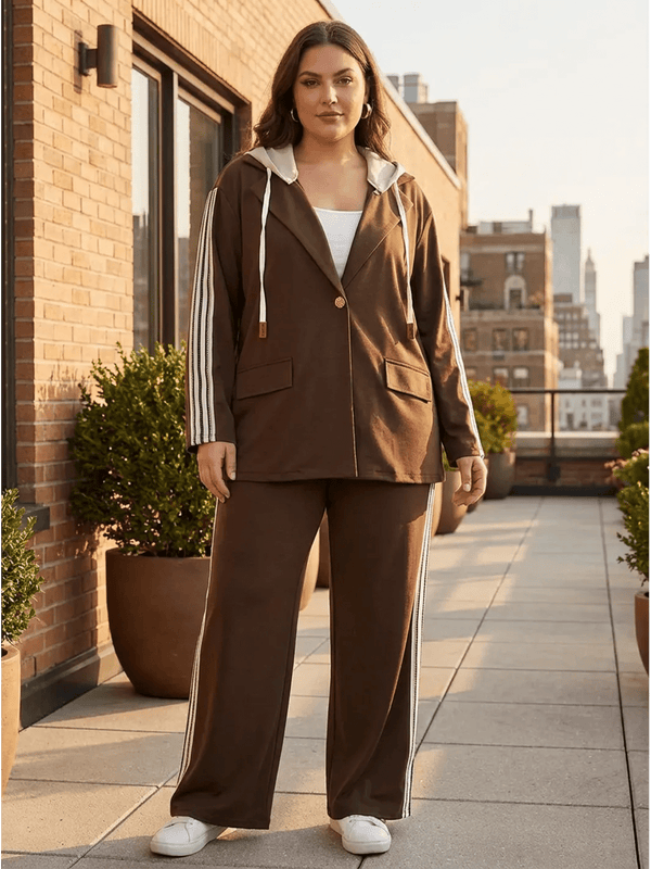 Hood - Blazer Set Side Stripe – in großen Größen von CurvyRausch. Stylische Plus Size Fashion für kurvige Frauen.