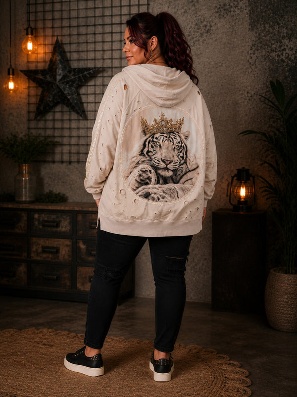 Hoodie Jacke Tiger Queen im Destroylook – zweite Ansicht