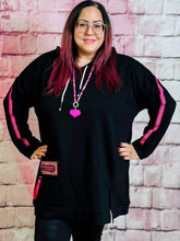Hoodie NICE mit Neonstreifen – Oversize Style – in großen Größen von CurvyRausch. Stylische Plus Size Fashion für kurvige Frauen.