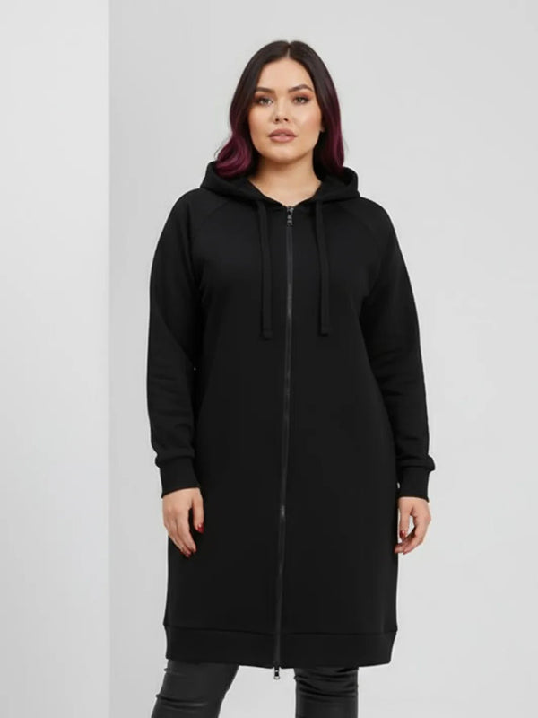 Hoodielook Sweatjacke Skull – Rockige Curvy Mode – in großen Größen von CurvyRausch. Stylische Plus Size Fashion für kurvige Frauen.