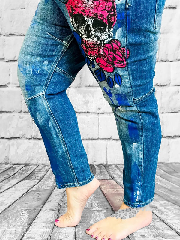 Jeans mit Skull - Print von Sexy Women - CurvyRausch - Neuheit - Plus Size Damenmode