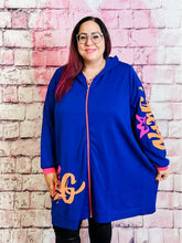 King Sweatjacke mit Neon - Print – in großen Größen von CurvyRausch. Stylische Plus Size Fashion für kurvige Frauen.