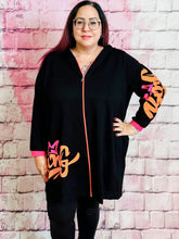 King Sweatjacke mit Neon - Print – in großen Größen von CurvyRausch. Stylische Plus Size Fashion für kurvige Frauen.