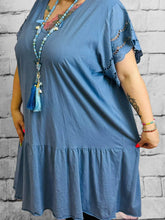 Kleid in Unifarben mit Lochmusterärmeln - CurvyRausch - Neuheit - Plus Size Damenmode