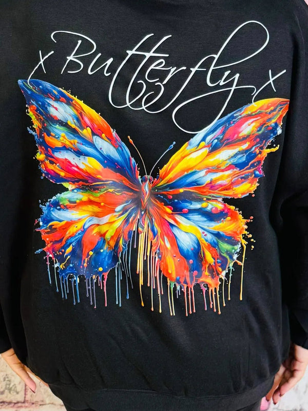 Kuscheliger Oversize Hoodie mit Butterfly Rückenprint – zweite Ansicht