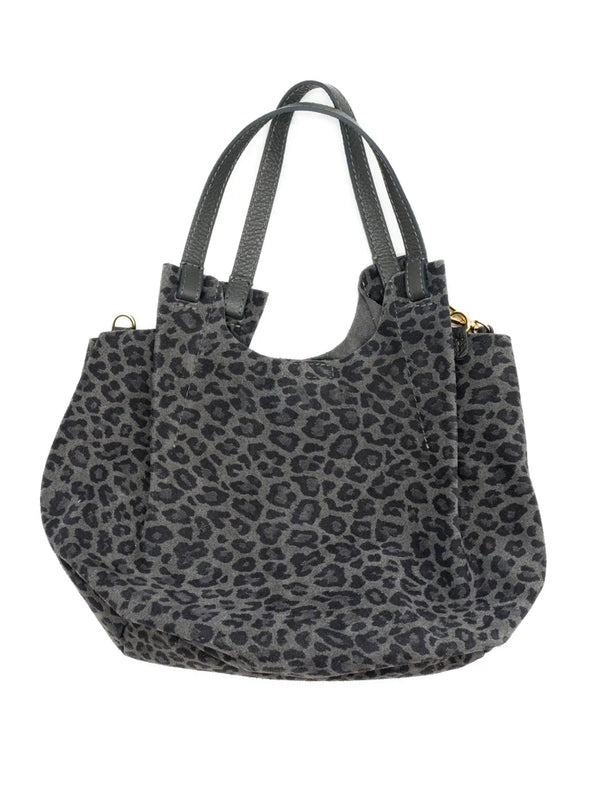 Leo-Shopper Grau Schwarz – Echtleder Tasche – zweite Ansicht