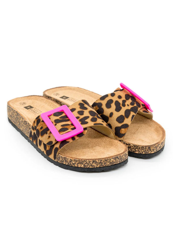 Leopard - Sandalen mit Pinker Schnalle - CurvyRausch - Neuheit - Plus Size Damenmode