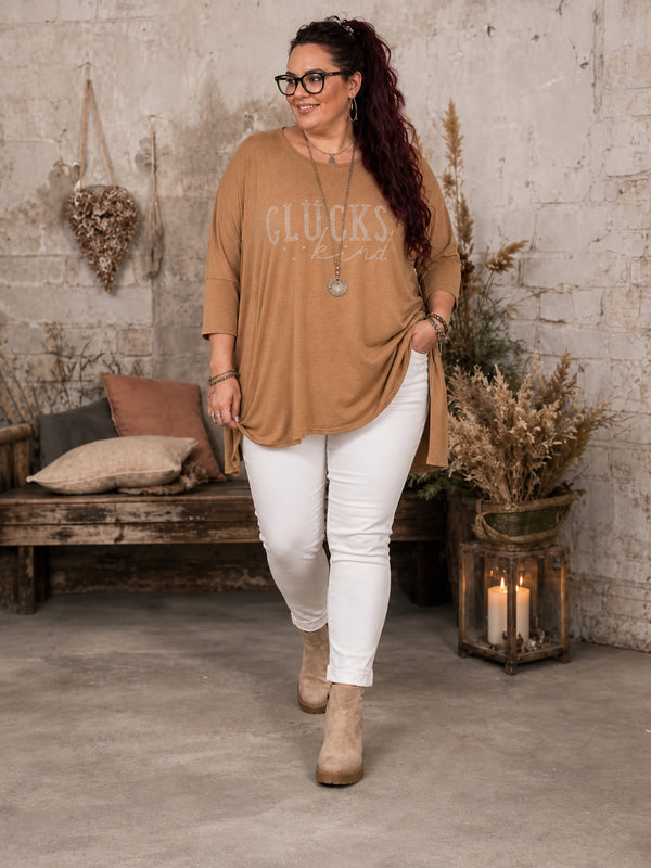 Longshirt Glückskind aus Feinstrick mit Strass-Schriftzug – zweite Ansicht