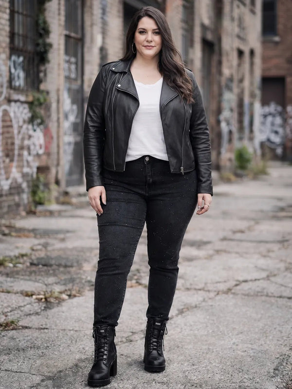 Mom Fit Jeans Black Beauty mit Strass – in großen Größen von CurvyRausch. Stylische Plus Size Fashion für kurvige Frauen.