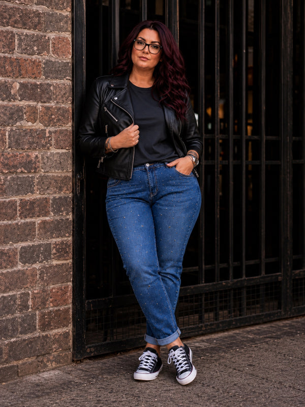 Momfit Jeans Star Glamour mit Nieten und Strass – zweite Ansicht