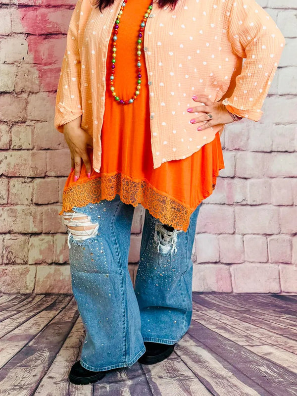 Monday Premium Jeans mit Herz-Nieten & Strass – zweite Ansicht