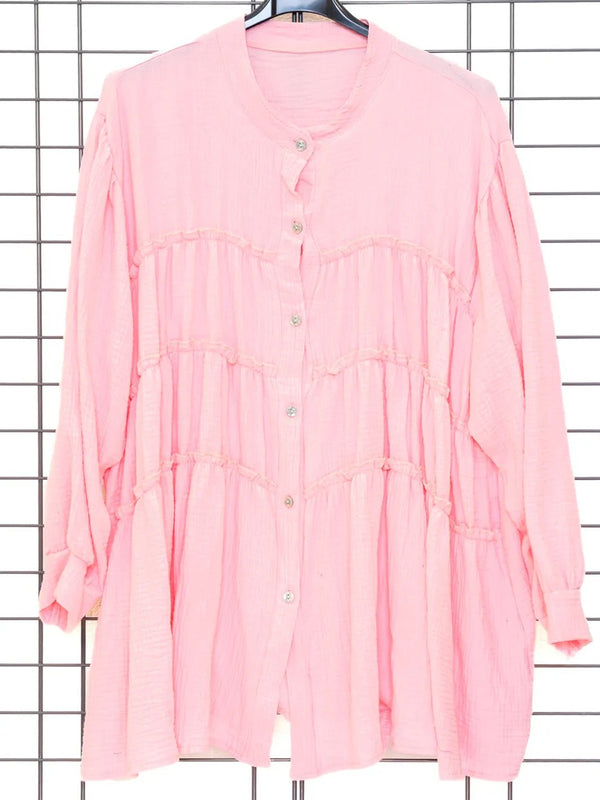 Musselin Bluse Rosa in A - Linie – in großen Größen von CurvyRausch. Stylische Plus Size Fashion für kurvige Frauen.