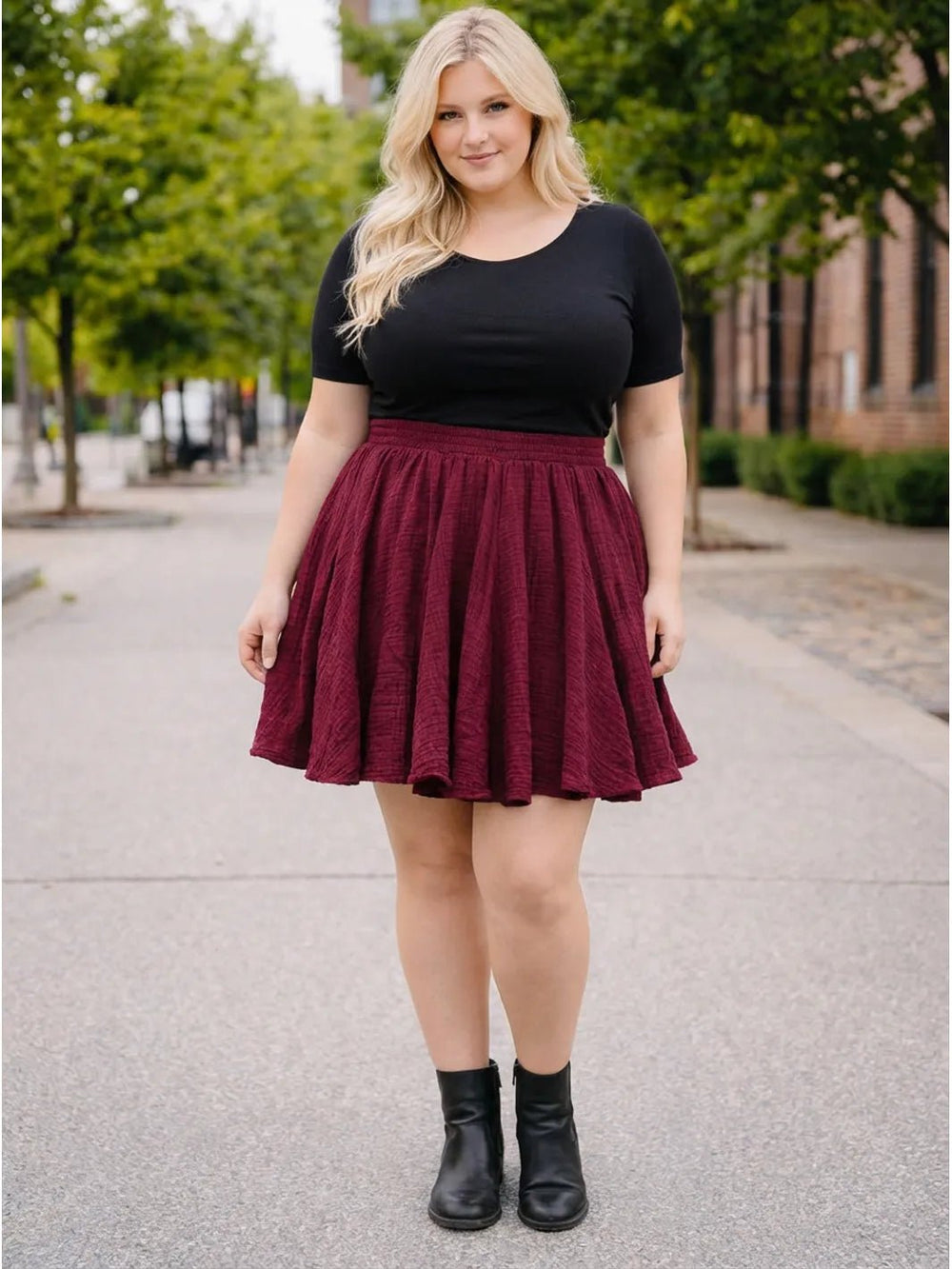 Musselin Skort - Rock mit Innen - Shorts – in großen Größen von CurvyRausch. Stylische Plus Size Fashion für kurvige Frauen.