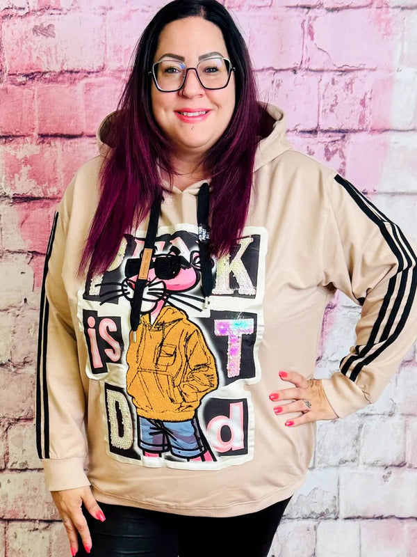 Oversize Hoodie mit Strass & Streifen – in großen Größen von CurvyRausch. Stylische Plus Size Fashion für kurvige Frauen.