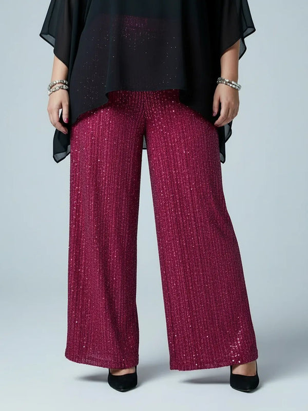 Paillettenhose – Weite Palazzo "Glitzer Baby" – in großen Größen von CurvyRausch. Stylische Plus Size Fashion für kurvige Frauen.