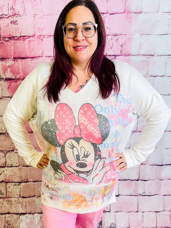 Pullover mit Maus - Print – Stylische Neuheit für Damen – Perfekt für Curvy Fashion & Plus Size Outfits