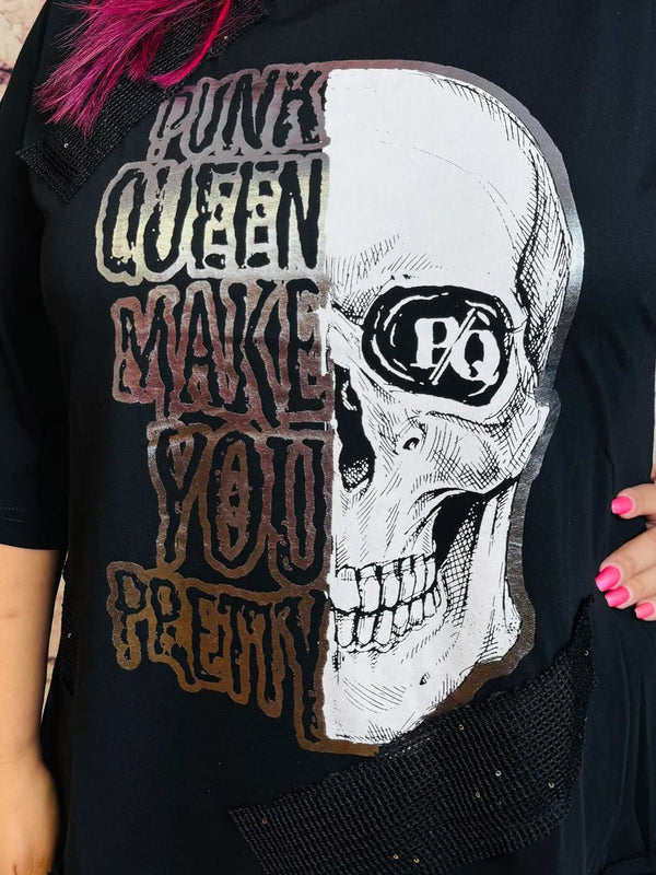 Punk Queen Shirt mit Totenkopf – in großen Größen von CurvyRausch. Stylische Plus Size Fashion für kurvige Frauen.