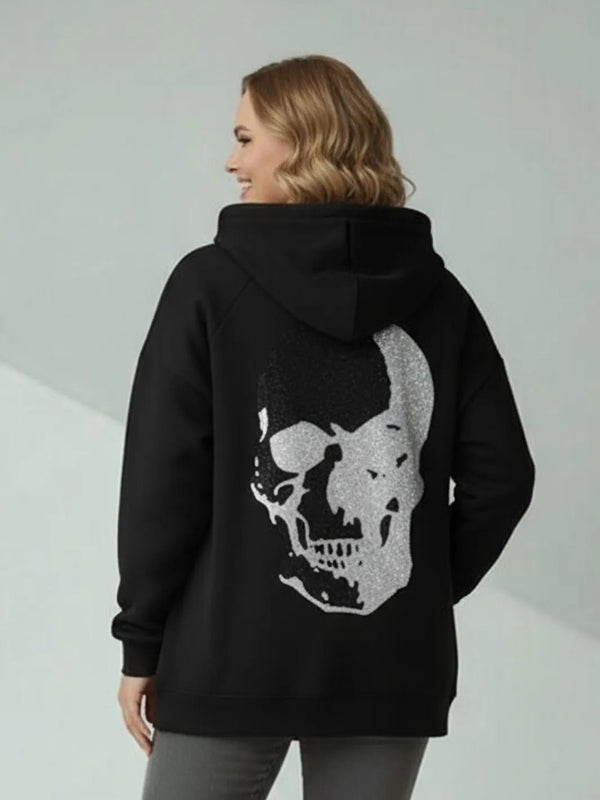 Rockige Skull Sweatjacke mit Glitzer - Style – in großen Größen von CurvyRausch. Stylische Plus Size Fashion für kurvige Frauen.