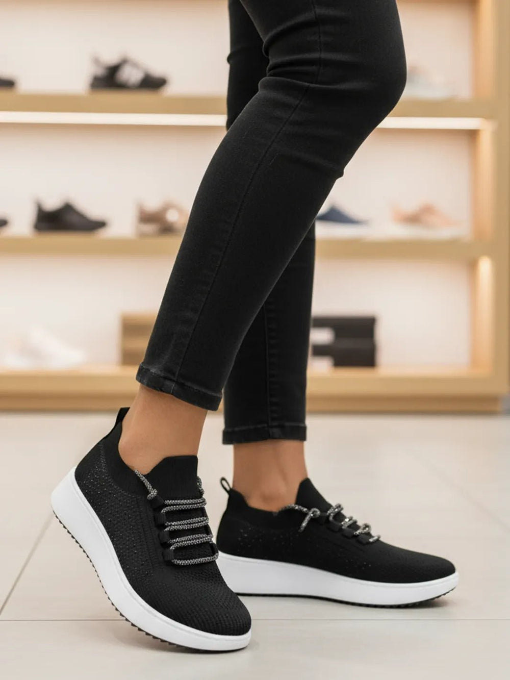 Schwarz - Glitzer Sneakers – bequem, stylisch & leicht – in großen Größen von CurvyRausch. Stylische Plus Size Fashion für kurvige Frauen.