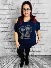 Shirt 'Cats & Heart' mit Perlenbesatz – Stylische für Damen – Perfekt für Curvy Fashion & Plus Size Outfits