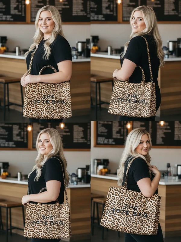 Shopper Leo – The Tote Bag im auffälligen Leoprint – in großen Größen von CurvyRausch. Stylische Plus Size Fashion für kurvige Frauen.