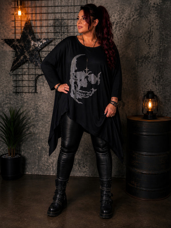 Skull Shirt mit Strass im Zipfelschnitt – zweite Ansicht