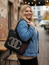 Strass Shopper XXL mit Leoprint – Große Umhängetasche – in großen Größen von CurvyRausch. Stylische Plus Size Fashion für kurvige Frauen.