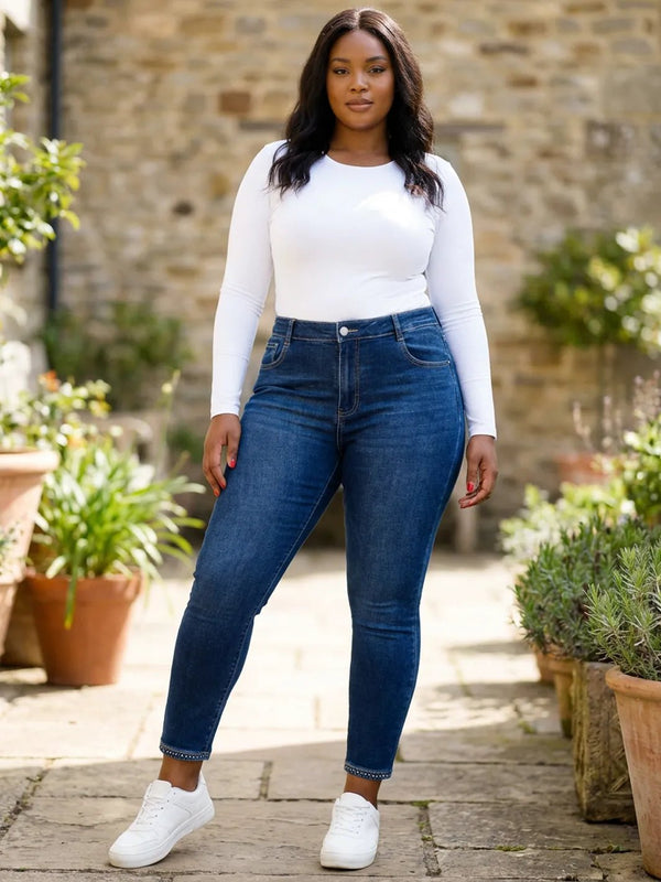 Stretch Jeans mit Strasssaum – zweite Ansicht