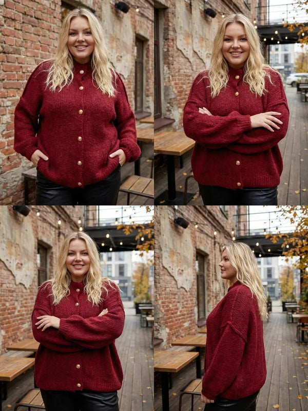 Strickjacke – Kuschelcardigan Cozylove mit Knöpfen – in großen Größen von CurvyRausch. Stylische Plus Size Fashion für kurvige Frauen.